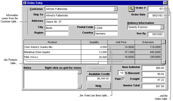 FoxProOrderEntryForm screenshot